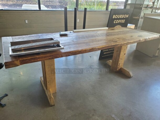 RUSTIC WOOD DINING TABLE - Image 3 of 3