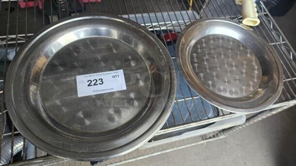 Lot of 7 Round Stainless Steel Trays - Image 1 of 3