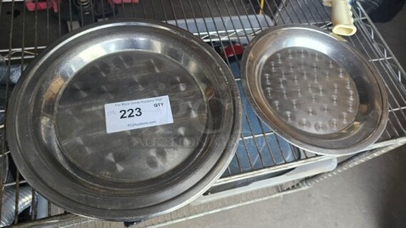 Lot of 7 Round Stainless Steel Trays