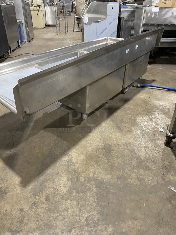 NEW! All Stainless Steel 2 Bay Prep Sink With Right Side Drain Board! NSF Quality!  - Image 3 of 8