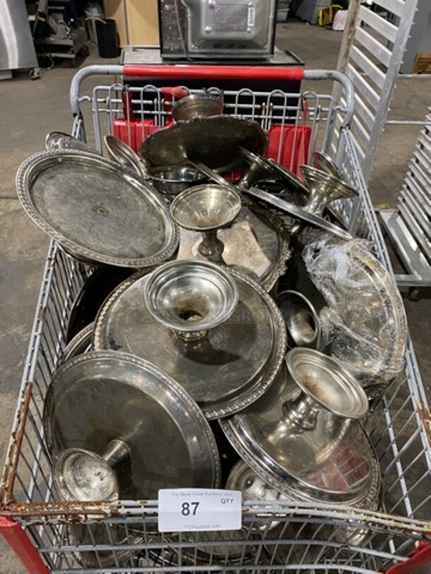 ALL ONE MONEY! Cart Full Stainless Steel Cake Display Stands! - Image 1 of 4