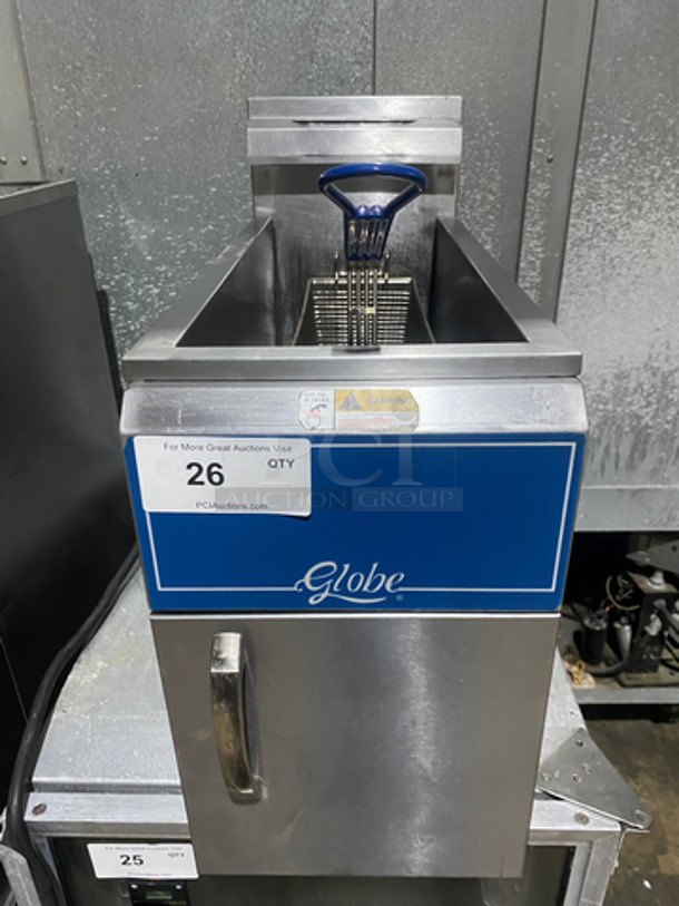 2011 Globe Commercial Countertop Natural Gas Powered Deep Fat Fryer! With Frying Basket! All Stainless Steel! - Image 1 of 9