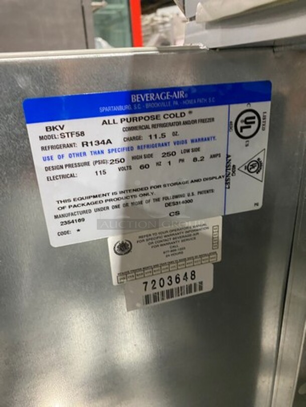 GREAT! NEW! NEVER USED! SCRATCH-N-DENT! Beverage Air Commercial Refrigerated Milk Cooler! With Dual Side Access Doors! Stainless Steel Body! On Casters! Model: STF58 SN: 7203648 115V 60HZ 1 Phase - Image 7 of 8