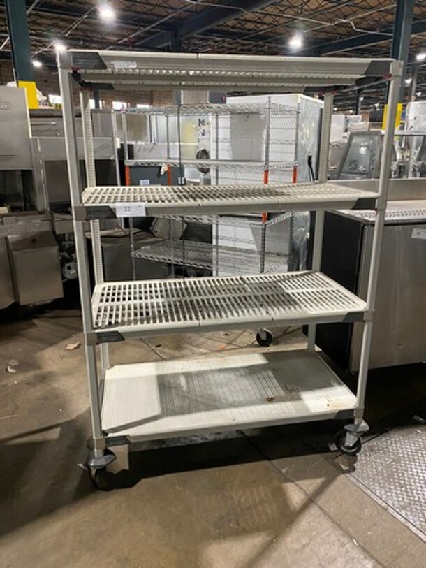 Metro Max White Poly Coated 4 Tier Shelf! On Casters! BUYER MUST DISMANTLE! PCI CANNOT DISMANTLE FOR SHIPPING! PLEASE CONSIDER FREIGHT CHARGES! - Image 1 of 5