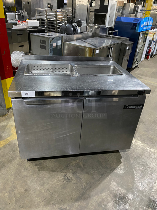 Continental Commercial Refrigerated Sandwich Prep Table! With 2 Door Underneath Storage Space! All Stainless Steel! On Casters! Model: SW4812 SN: 15712812 115V 60HZ 1 Phase