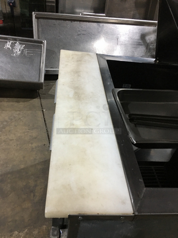 Leader Commercial Refrigerated Sandwich Prep Table! With 2 Door Underneath Storage Space! With Poly Coated Racks! With Commercial Cutting Board! All Stainless Steel! On Casters! Model: LM36 SN: PW08M1412 115V 60Hz 1 Phase - Image 9 of 10