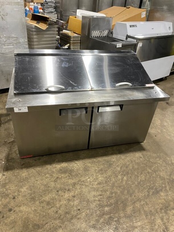 Universal Coolers Commercial Refrigerated Sandwich Prep Table! With 2 Door Underneath Storage Space! Poly Coated Racks! All Stainless Steel! REMOTE COMPRESSOR, NO COMPRESSOR!