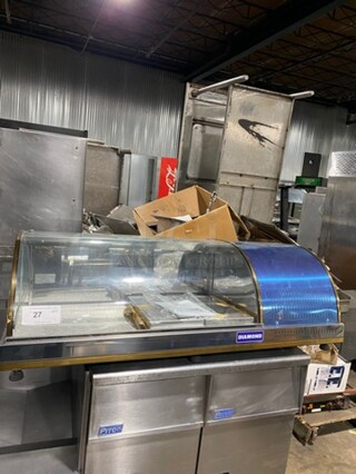 NEVER USED! SCRATCH-N-DENT! Diamond Commercial Countertop Refrigerated Sushi Display Case Merchandiser! With Curved Glass! Stainless Steel Body! On Small Legs! Model: GVRB120