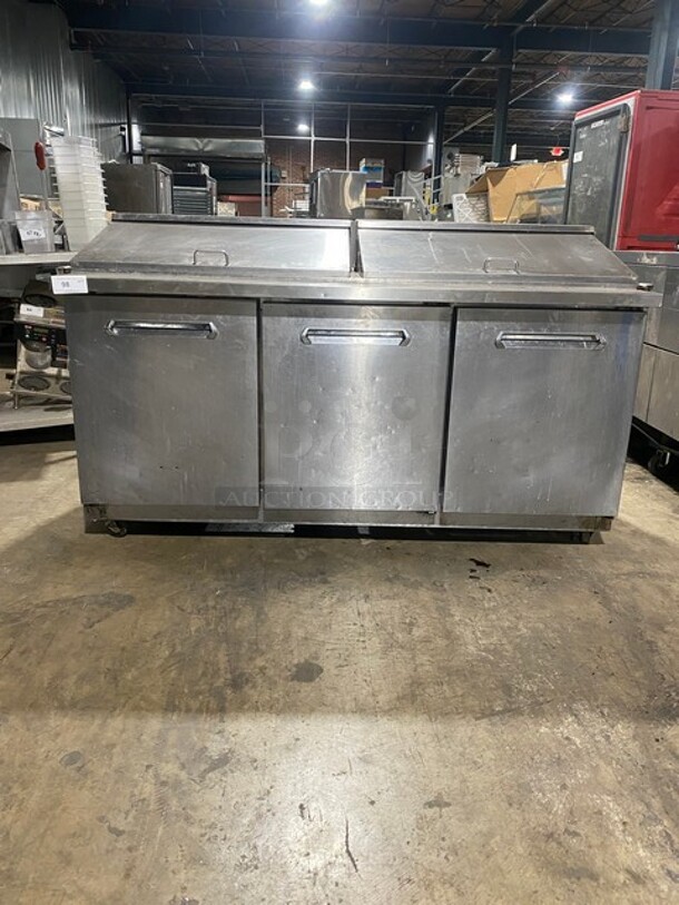 Kelvinator Commercial Refrigerated Sandwich/Salad Prep Table! With 3 Door Storage Space Underneath! All Stainless Steel! Model KCHMT70.30 Serial 20820002! 115V! - Image 1 of 11