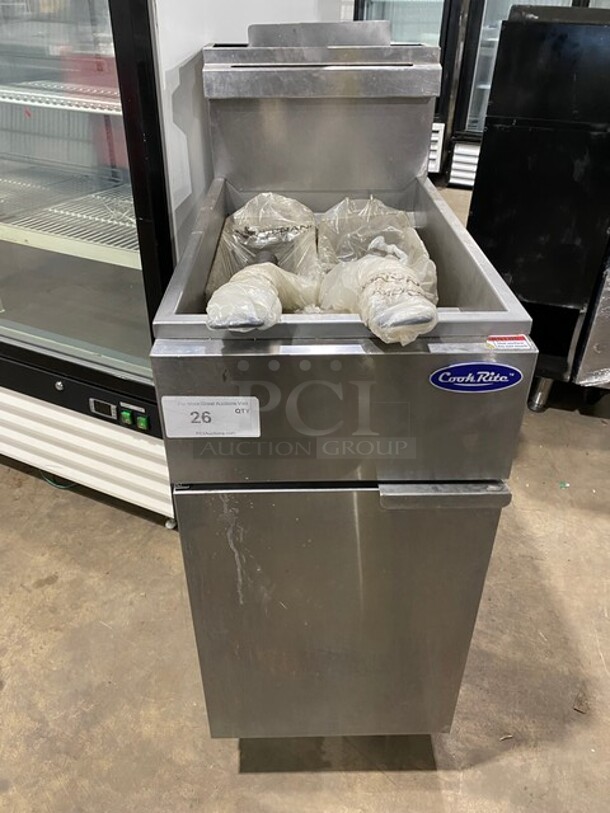 Cook Rite Commercial Natural Gas Powered Deep Fat Fryer! With Backsplash! With 2 Metal Frying Baskets! All Stainless Steel! On Legs! Model: ATFS40 - Image 1 of 9