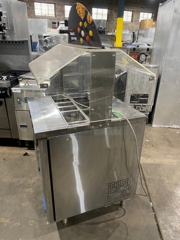 NICE! Turbo Air Refrigerated Salad Bar Island! With Sneeze Guard! Single Door Storage Space Underneath! All Stainless Steel! On Legs! Model: MST28711S SN: MS2T803217 115V 60HZ 1 Phase - Image 2 of 8