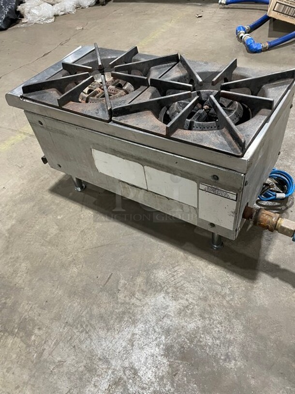 Wow! APW Wyott Commercial Natural Gas Powered Countertop 2 Burner Hot Plate Range! Stainless Steel! On Legs! - Image 4 of 10