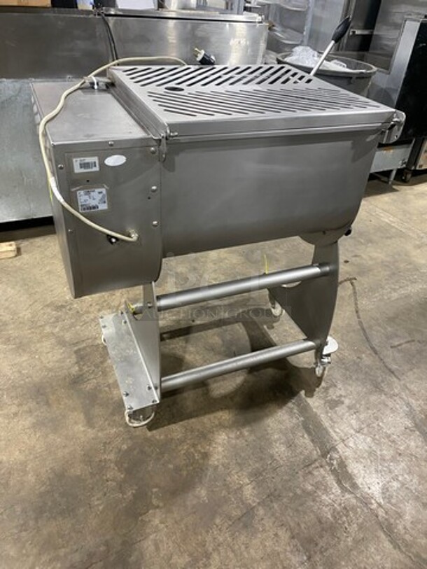 AMAZING! 2016 Sirman Commercial Floor Style Electric Powered 170LBS Meat Mixer Seasoning Machine! All Stainless Steel! WORKING WHEN REMOVED! Model IP80BAXP Serial 16L00191! 220V 1Phase! On Casters! - Image 4 of 10