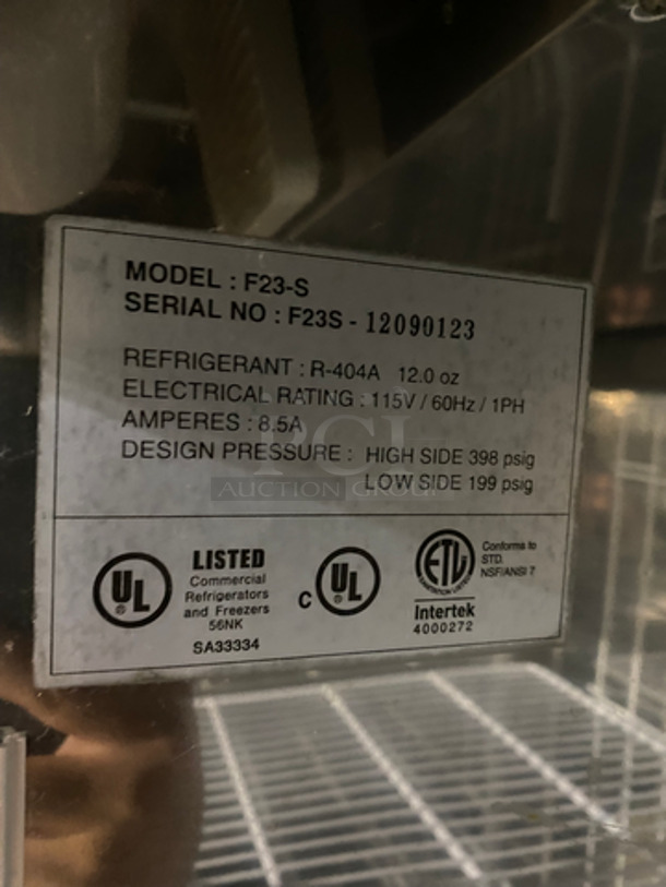 Master Bilt Commercial Single Door Reach In Freezer! With Poly Coated Racks! All Stainless Steel! On Casters! Model: F23S SN: F23S12090123! Not Tested!  115V 60HZ 1 Phase - Image 7 of 9