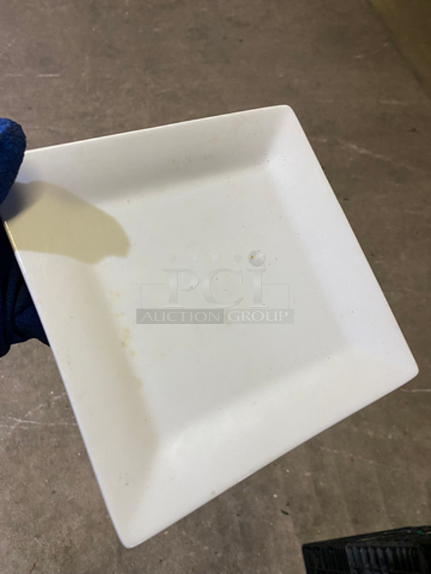 Crate And Barrel Square 8" White Ceramic Plates! Includes Black Poly Crate! 5x Your Bid! - Image 6 of 6