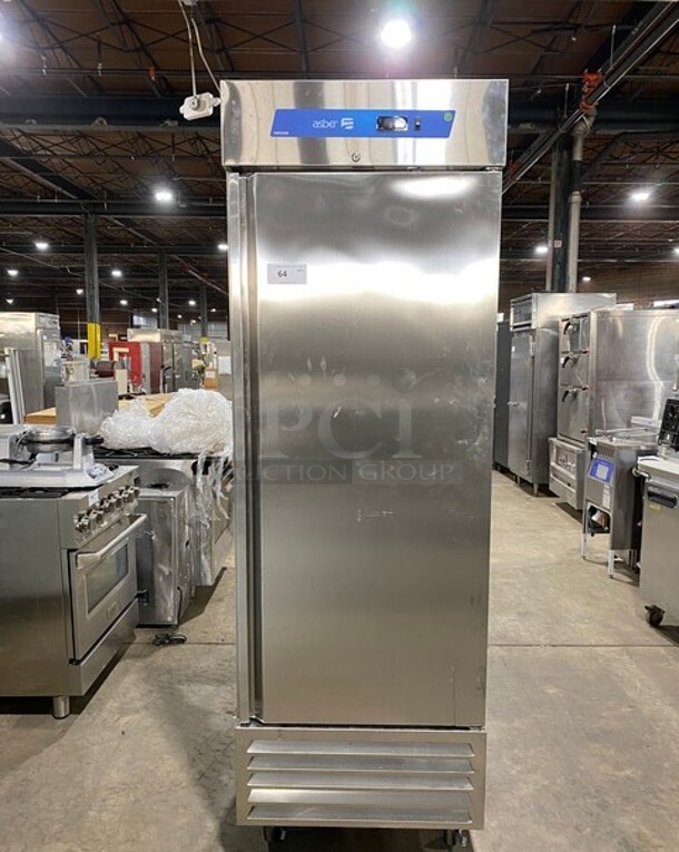 LATE MODEL! 2022 Asber Commercial Single Door Reach In Freezer! All Stainless Steel! On Casters! MODEL ARF23HFHC SN:8102673343 115V 1PH