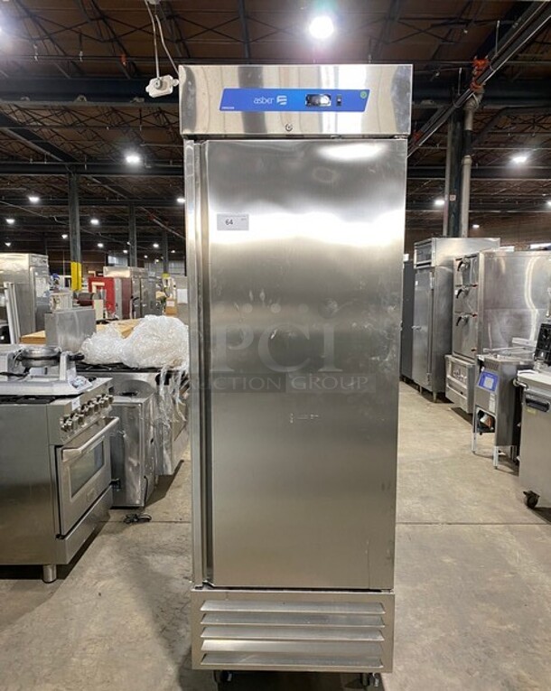 LATE MODEL! 2022 Asber Commercial Single Door Reach In Freezer! All Stainless Steel! On Casters! MODEL ARF23HFHC SN:8102673343 115V 1PH - Image 1 of 9