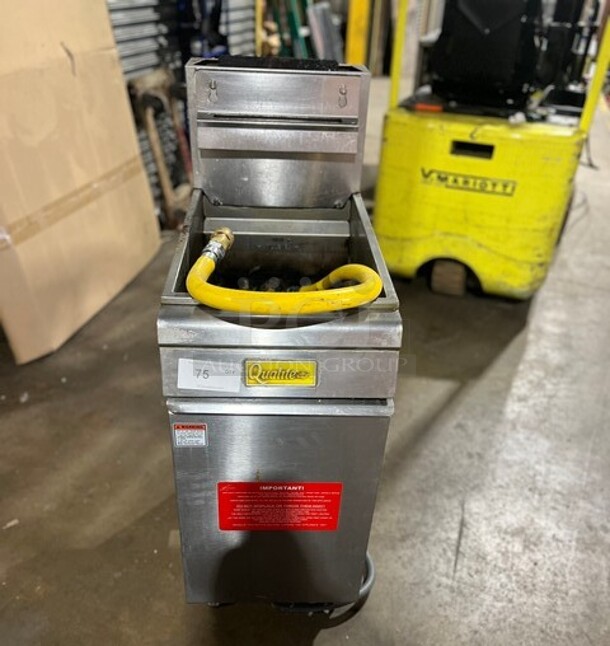 Qualite Commercial Natural Gas Powered Deep Fat Fryer! All Stainless Steel! On Legs! 
