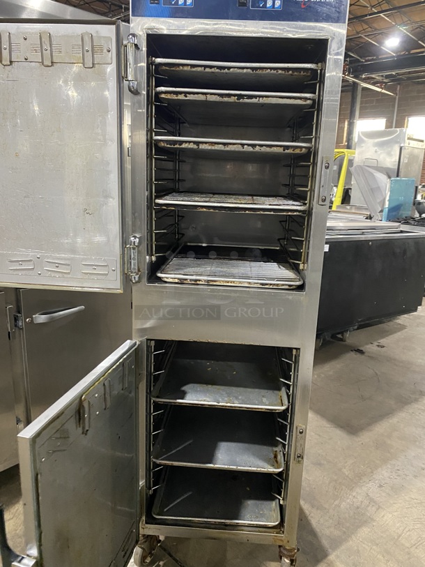 AUTO-SHAAM Stainless Steel 2 Door Halo Heat Holding Cabinet W/ Stainless Steel Trays! On Casters! Model 1000-UP Serial 1001310-000 208V-240V/60Hz/1 Phase! Working When Removed!  - Image 5 of 9