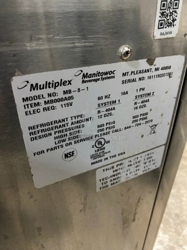 AMAZING! Manitowoc Multiplex Smoothie Workstation! On Single Door Undercounter Cooler! With Poly Bins! All Stainless Steel! Model: MB81 SN: 1611150001561 115V 60HZ 1 Phase - Image 10 of 11