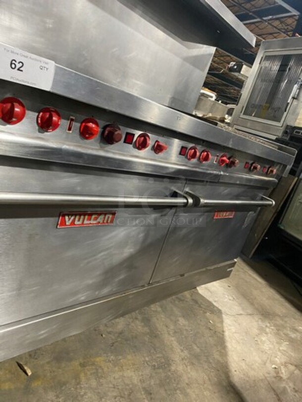 AMAZING! Vulcan Commercial Electric Powered French Top/ Hot Plate With Right Side Flat Griddle! With Raised Back Splash And Salamander Shelf! With 2 Oven Underneath! All Stainless Steel! On Casters! - Image 10 of 11