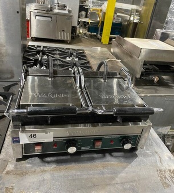Waring Commercial Countertop Panini/Sandwich Grill! All Stainless Steel! Press With Flat Surface! Model: WFG300 SN: 2821 240V