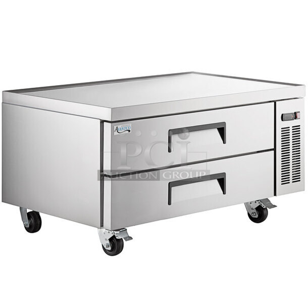 BRAND NEW SCRATCH AND DENT! 2023 Avantco 178CBE48HC Stainless Steel Commercial 2 Drawer Chef Base on Commercial Casters. 115 Volts, 1 Phase. Tested and Working!