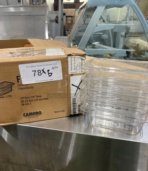 NEW! Cambro Clear Poly 1/9x2 1/2" Food Containers! 5x Your Bid! 5 Containers Per Box, 1 Box Per Item Number! - Image 1 of 2