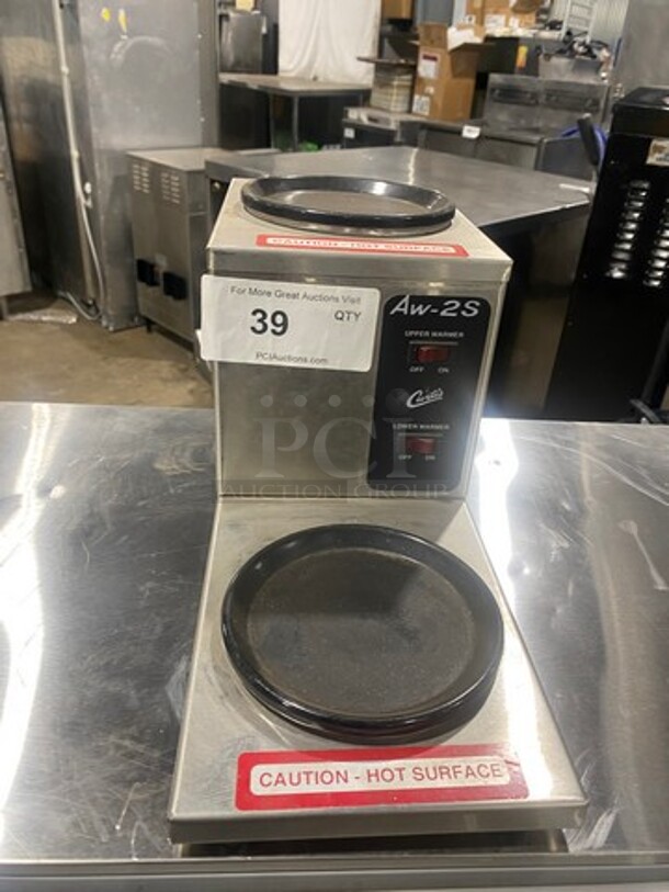 Curtis Commercial Countertop Dual Coffee Pot Warming Station! All Stainless Steel! Model: AW2S10 SN:10050449 120V - Image 1 of 8