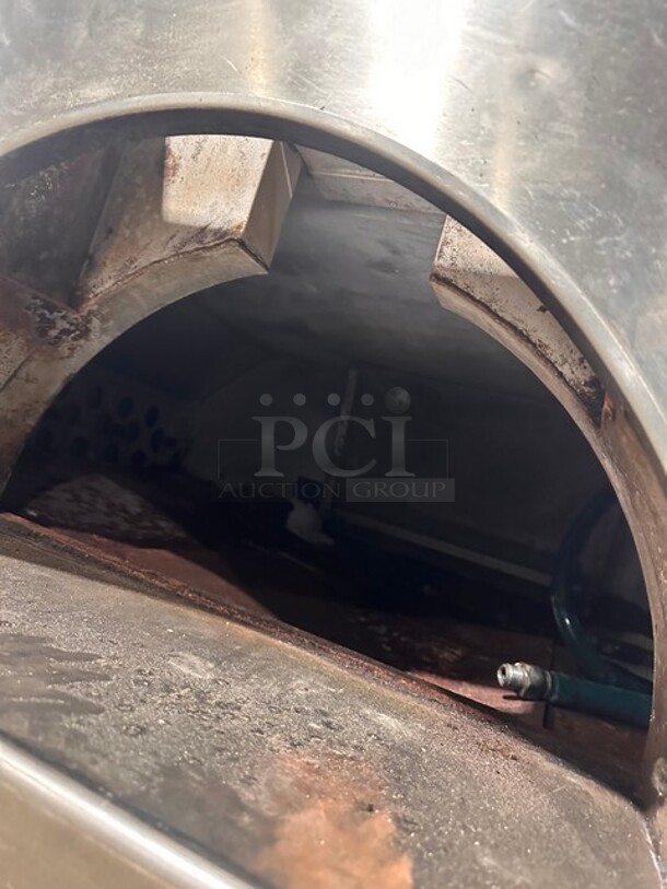 AMAZING! LATE MODEL! Bakers Pride INFERNO Style 6 Pie Natural Gas Powered Double Stacked Pizza Baking Oven! All Stainless Steel!  Model: Y600 SN: 47247! 2X Your Bid Makes One Unit! On Legs With Casters! With Stones! Working When Removed!  - Image 7 of 12