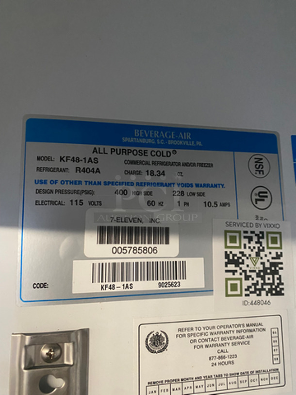 Beverage Air Commercial 2 Door Reach In Freezer! With Poly Coated Racks! All Stainless Steel! Model: KF481AS SN: 9025623 115V 60HZ 1 Phase - Image 8 of 10