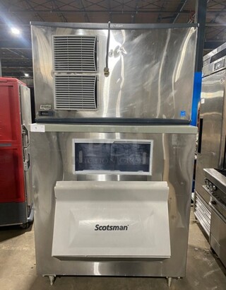 WOW! LATE MODEL! Scotsman Prodigy Stainless Steel AIR COOLED 1500LBS Ice Machine! On Like New Scotsman Ice Bin! On Legs! MODEL C1448SA-32 SN: 170313200110192 208/230V 1PH! Working When Removed!