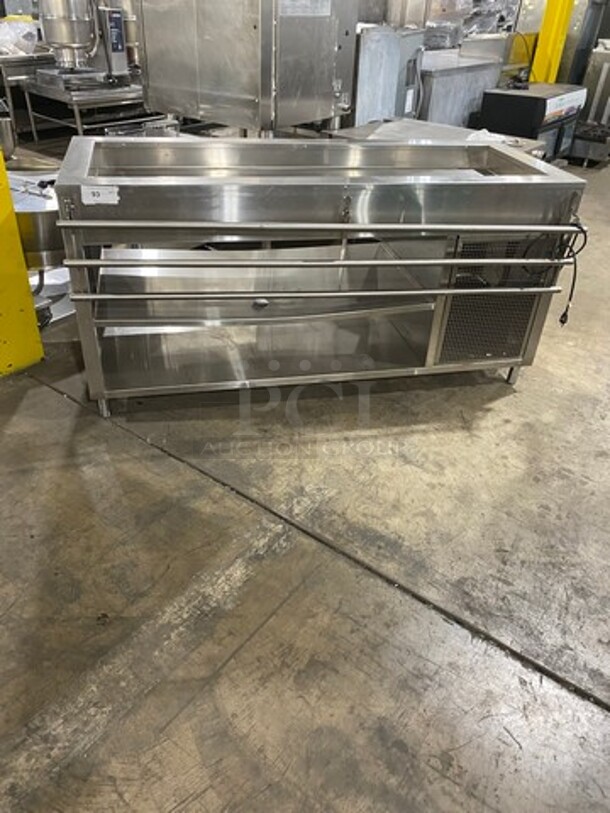 OUT OF THE BOX! NEVER USED! Bayonne Commerical 5 Bay Cold Pan/Cold Food Buffet Counter! With Folding Serving Counter! With 2 Shelf Storage Underneath! All Stainless Steel! On Legs! Model: CPM-72 SN: 7195 120V 60HZ 1 Phase - Image 1 of 8