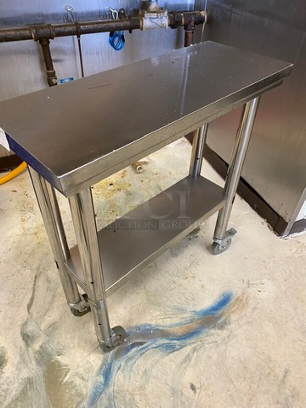 Solid Stainless Steel Work Top/ Prep Table! With Storage Space Underneath! On Casters! - Image 2 of 5