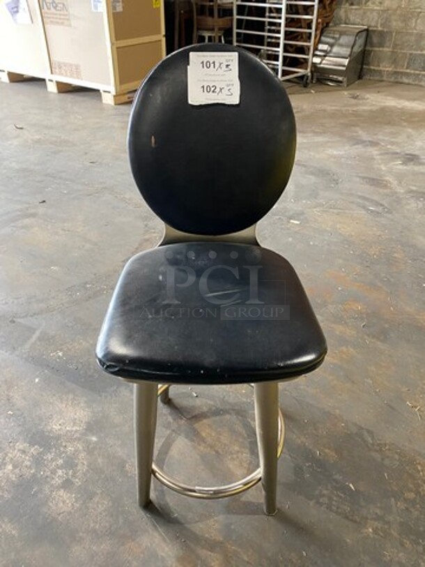 Black Cushioned Chairs! With Metal Base! With Footrest! 5x Your Bid! - Image 1 of 6