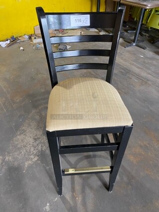 Cushioned Bar Height Chairs! With Wooden Frame! With Footrest! 2x Your Bid!