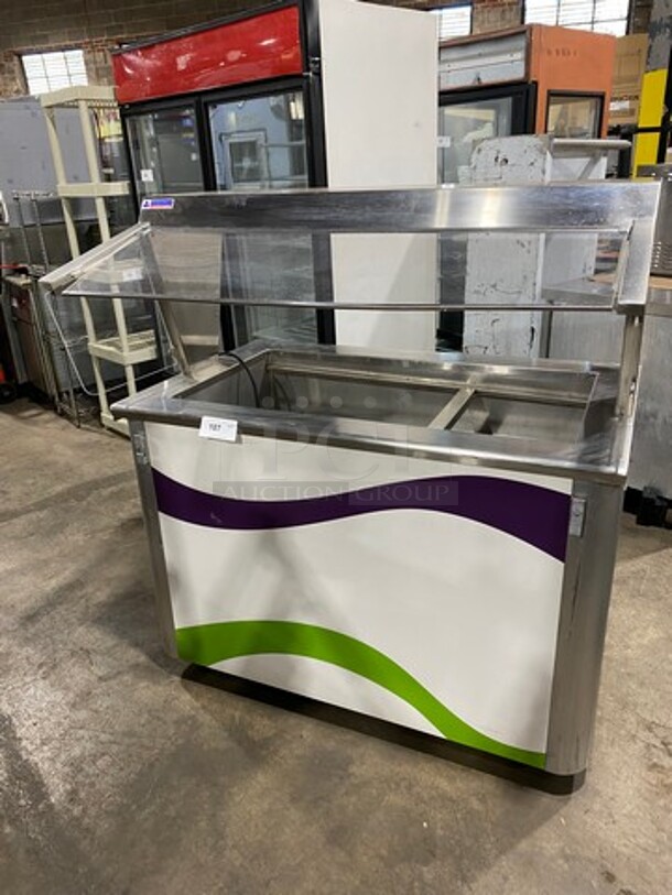 NICE! Atlas Metal Commercial 3 Bay Refrigerated Salad Bar/Cold Pan! With Sneeze Guard! With Storage Space Underneath! All Stainless Steel! WORKING WHEN REMOVED! Model: BLC3RM SN: 14063364A 120V 60HZ 1 Phase