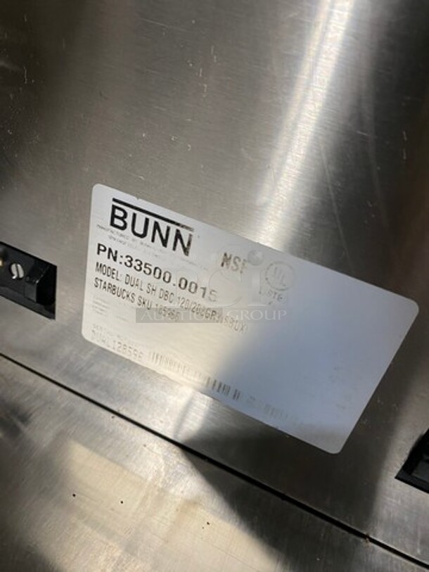 Bunn Commercial Countertop Dual Coffee Brewing Machine! All Stainless Steel! On Small Legs! Model: DUALSHDBC SN: DUAL128596 120/208V 60HZ 1 Phase - Image 7 of 9