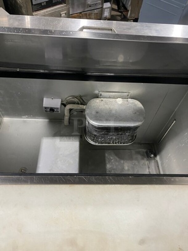 LATE MODEL! 2018 Leader Commercial Refrigerated Mega Top Sandwich Prep Table! With Commercial Cutting Board! With 2 Door Storage Space Underneath! All Stainless Steel! On Casters! Model: LM48S/C SN: GB02M1312B 115V 60HZ 1 Phase - Image 5 of 11