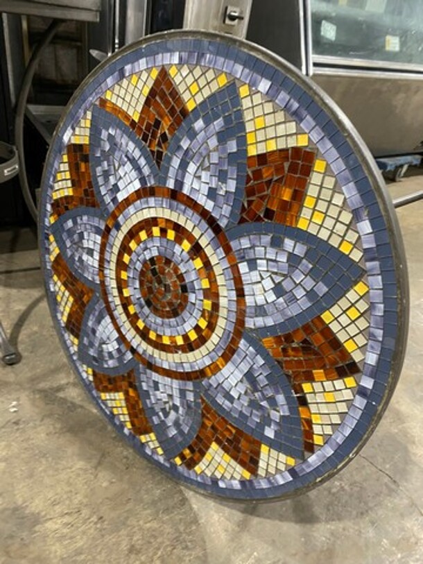 BEAUTIFUL! Style Well Multi Color, Flower Pattern Round Dining Table! With Metal Base! 2x Your Bid! - Image 4 of 5