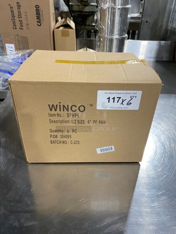 NEW! IN THE BOX! Winco Half Sized Perforated Pans! 6 Pans Per Box! 1 Box Per Lot! 6x Your Bid!