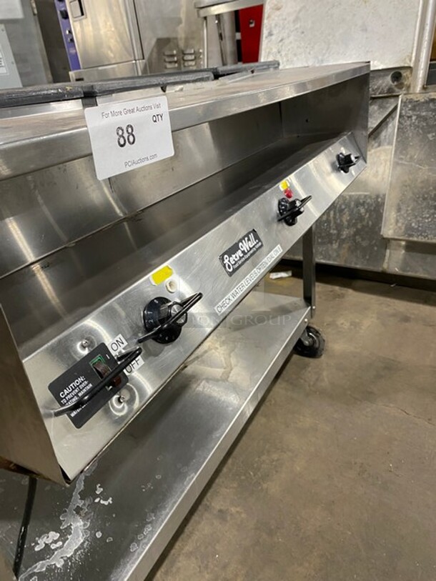 Vollrath Commercial Hot Food Table w/ (3) Wells! Natural Gas Powered! On Commercial Casters!  Working When Removed! MODEL 38003 120V  - Image 7 of 11