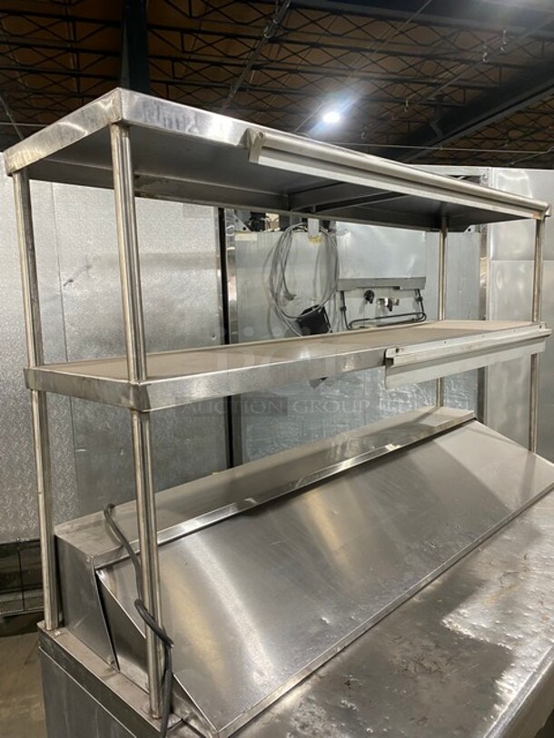 NICE! Turbo Air Commercial Mega Top Sandwich/Salad Prep Table! With 2 Door Refrigerated Base! With 2 Overhead Shelves! All Stainless Steel! With Metal Racks! On Casters! 115V! Model: TST-60SD! - Image 5 of 11