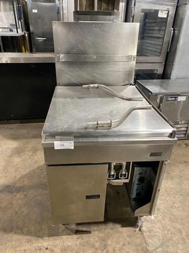 Pitco Frialator Commercial Natural Gas Powered Donut Fryer! With Raised Backsplash! All Stainless Steel! On Legs! - Image 1 of 9