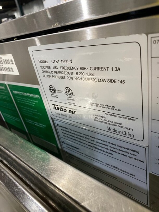 Nice! Turbo Air CTST-1200-N E-Line 48"  Stainless Steel Refrigerated Countertop Salad Prep Table! 115v 60hz - Image 7 of 8