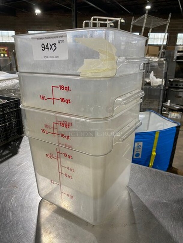 Cambro 18Qt Clear Poly Food Containers! 3x Your Bid! - Image 2 of 5