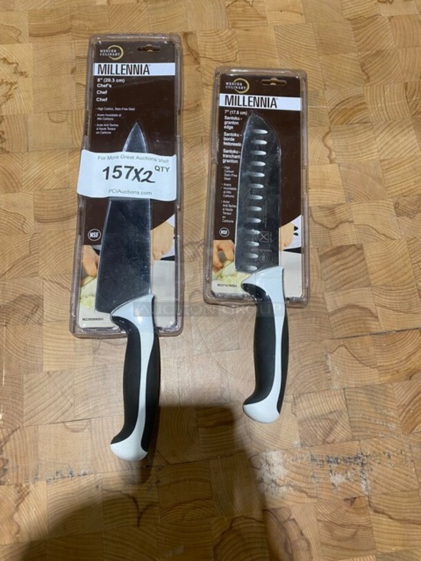 NEW! Millennia Stainless Steel Chefs Knifes! 2x Your Bid!