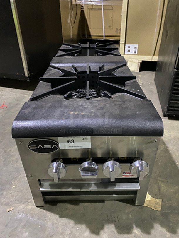 SWEET! NEW! SABA Commercial Countertop Natural Gas Powered 2 Burner Stove! Stainless Steel Body!