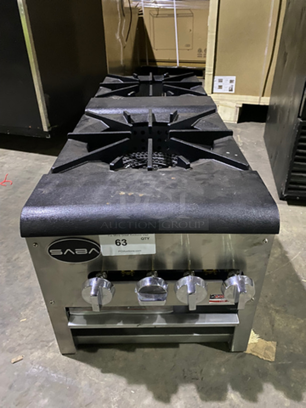 SWEET! NEW! SABA Commercial Countertop Natural Gas Powered 2 Burner Stove! Stainless Steel Body! - Image 1 of 9