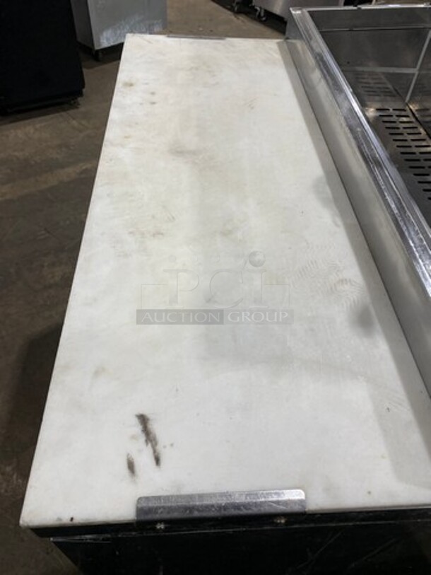 NICE! Turbo Air Commercial Refrigerated Pizza Prep Table! With Commercial Cutting Board! With Single Door Storage Space! Poly Coated Rack! All Stainless Steel! On Casters! Model: TPR44SD SN: TP4RA0100B 115V 60HZ 1 Phase - Image 9 of 10
